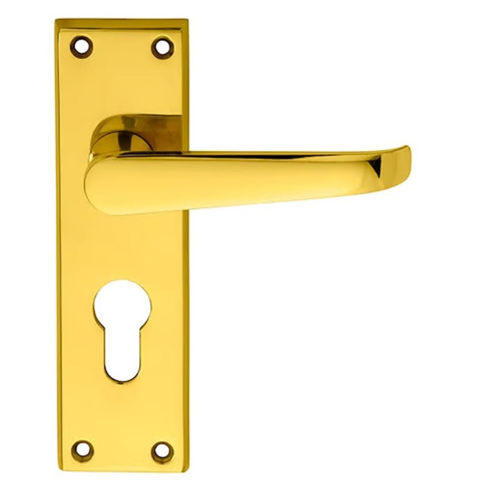 Carlisle Brass Contract Victorian Lever On Euro Lock Backplate Polished Brass