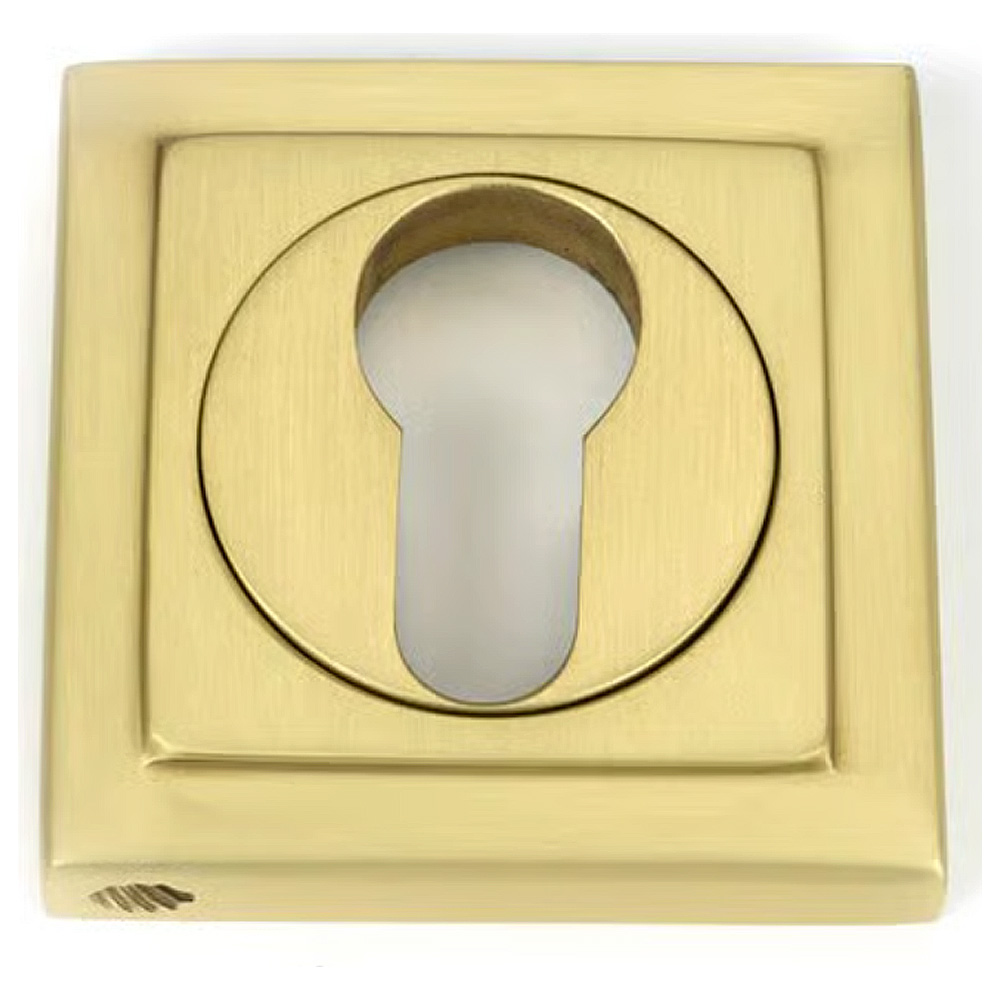 From The Anvil Round Euro Escutcheon Square Satin Brass
