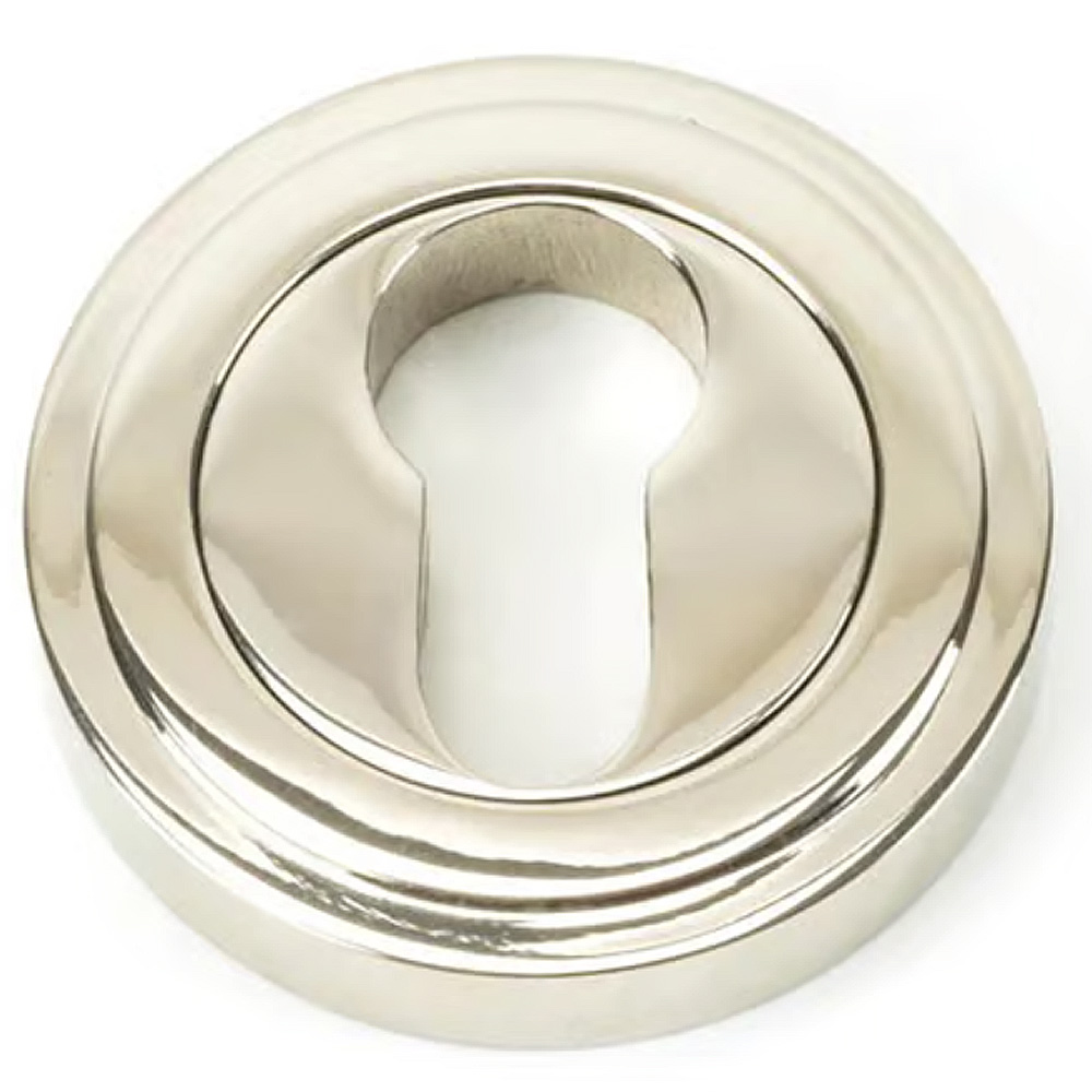 From The Anvil Round Euro Escutcheon Art Deco Polished Nickel
