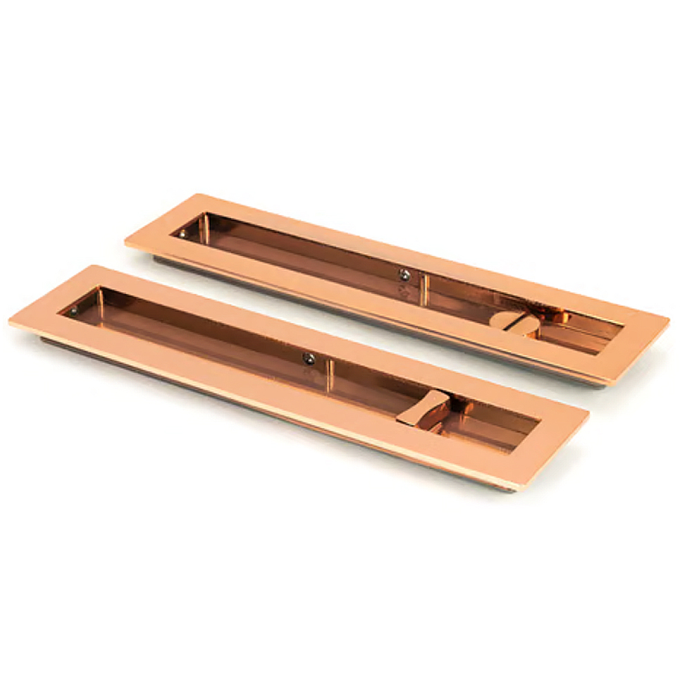 From The Anvil Plain Rectangular Pulls Privacy Set 250mm Polished Bronze